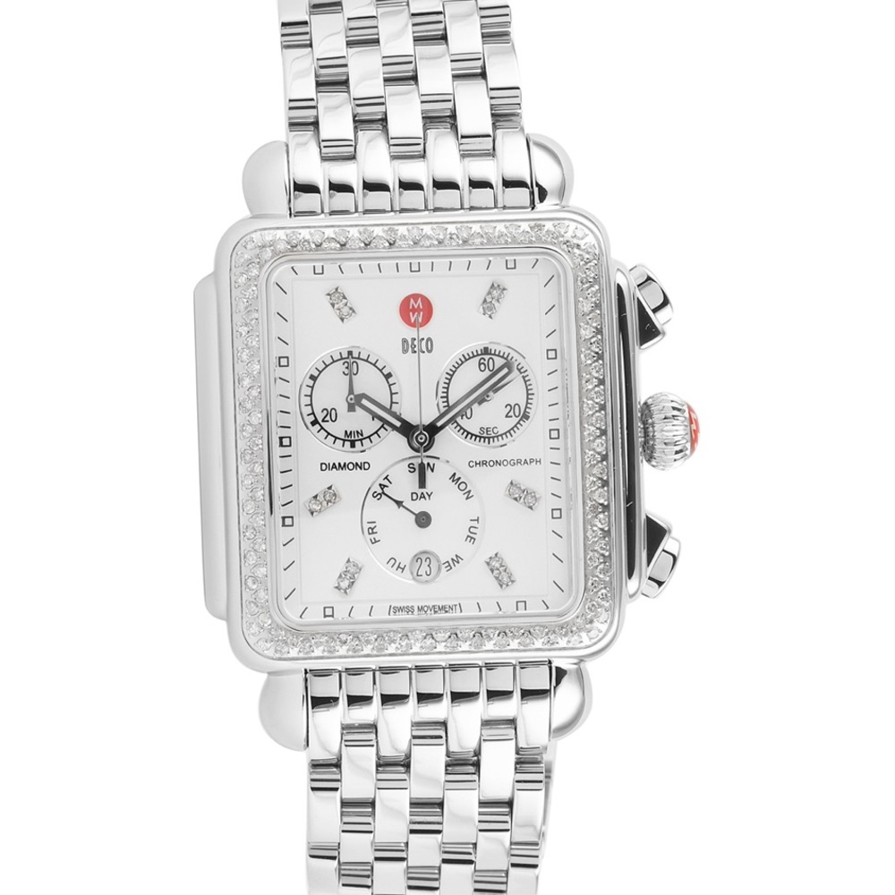 Michele Deco 18 Stainless Steel Diamond Bracelet Watch